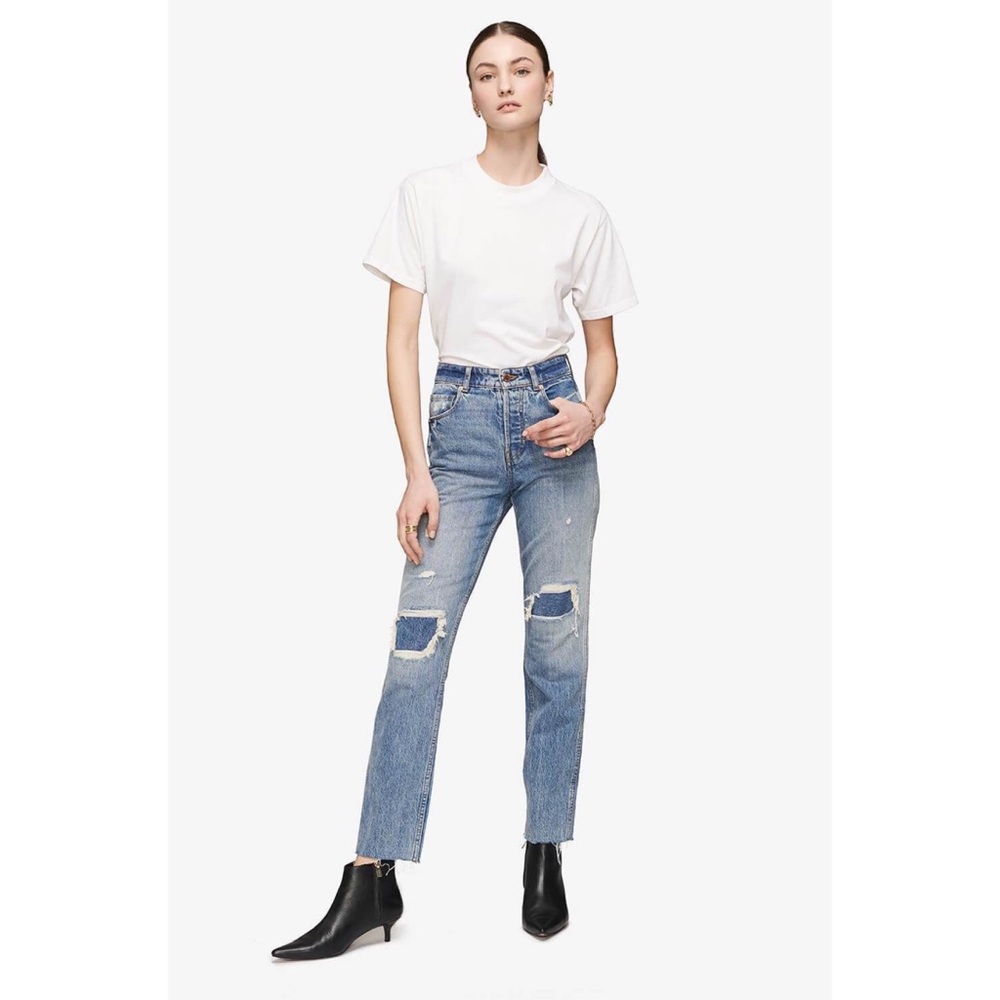 Anine Bing Betty High Rise Relaxed Patched Jeans